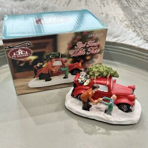 FG Square Hand Painted LED Christmas Village "Red Truck With Tree" NEW